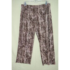 Travelers by Chicos Pull On Wide Leg Ankle Pants Stretch Snake Skin Womens Sz 12